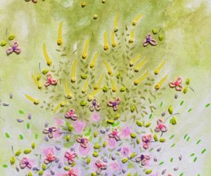 Vy Botaniska trädgården gul blomsterbuske 